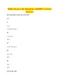 Math 141 pre Calc Questions with100&percnt; Correct&NewLine;Answers