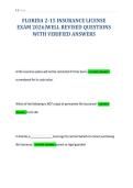 FLORIDA 2-15 INSURANCE LICENSE&NewLine;EXAM 2026&vert;WELL REVISED QUESTIONS&NewLine;WITH VERIFIED ANSWERS&NewLine;