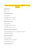 Math 141 Exam 1 Questions with100&percnt; Correct&NewLine;Answers