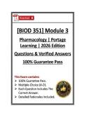 BIOD 351 Module 3 &vert; Pharmacology &vert; Portage Learning &vert; Questions & Verified Answers &vert; 2026 Edition 