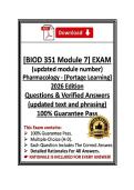 BIOD 351 Module 7 &vert; Pharmacology &vert; Portage Learning &vert; Questions & Verified Answers &vert; 2026 Edition 