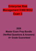 WGU D368 Enterprise Risk Management Exam 3 Questions & Verified Answers PDF &vert; Complete Study Guide 2026