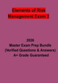 Elements of Risk Management Exam 2 Questions & Verified Answers PDF &vert; Complete Risk Management Study Guide 2026