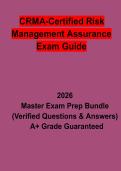 CRMA Certified Risk Management Assurance Exam Guide Questions & Verified Answers PDF &vert; Complete Certification Study Guide 2026