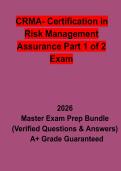CRMA Certification in Risk Management Assurance Part 1 of 2 Exam Questions & Verified Answers PDF &vert; Complete Study Guide 2026