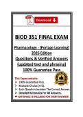 BIOD 351 Module 1-8   FINAL EXAMS &vert; Pharmacology &vert; Portage Learning &vert; Q & A &vert; 2026 Edition