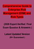Comprehensive Guide to Enterprise Risk Management &lpar;ERM&rpar; and Risk Types Exam Questions & Verified Answers PDF &vert; Complete Study Guide 2026
