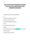 QAC EXAM LAWS AND REGULATIONS&NewLine;2026&vert;ACTUAL QUESTIONS WITH&NewLine;VERIFIED ANSWERS