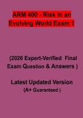 ARM 400 &ndash; Risk in an Evolving World Exam 1 Questions & Verified Answers PDF &vert; Complete ARM Study Guide 2026