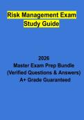 Risk Management Exam Study Guide Questions & Verified Answers PDF &vert; Complete Risk Management Certification Prep 2026