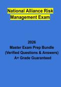 National Alliance Risk Management Exam Questions & Verified Answers PDF &vert; Complete Certification Study Guide 2026