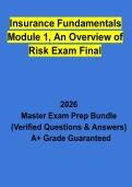 Insurance Fundamentals Module 1&colon; An Overview of Risk Final Exam Questions & Verified Answers PDF &vert; Complete Study Guide 2026