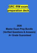 GRC IRM Exam Preparation Deck Questions & Verified Answers PDF &vert; Complete Governance&comma; Risk & Compliance Study Guide 2026