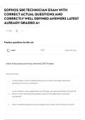 SOPHOS S80 TECHNICIAN EXAM WITH CORRECT ACTUAL QUESTIONS AND CORRECTLY WELL DEFINED ANSWERS LATEST ALREADY GRADED A&plus;