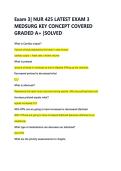 Exam 3&vert; NUR 425 LATEST EXAM 3 &NewLine;MEDSURG KEY CONCEPT COVERED &NewLine;GRADED A&plus; &vert;SOLVED 