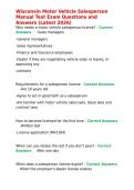 Wisconsin Motor Vehicle Salesperson Manual Test Exam Questions and Answers &lpar;Latest 2026&rpar;&period;