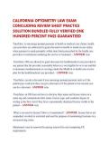CALIFORNIA OPTOMETRY LAW EXAM &NewLine;CONCLUDING REVIEW SHEET PRACTICE &NewLine;SOLUTION BUNDLED FULLY VERIFIED ONE &NewLine;HUNDRED PERCENT PASS GUARANTEED