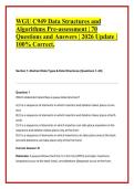 WGU C949 Data Structures and &NewLine;Algorithms Pre-assessment &vert; 70 &NewLine;Questions and Answers &vert; 2026 Update &vert; &NewLine;100&percnt; Correct&period;