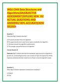 WGU C949 Data Structures and &NewLine;Algorithms&vert;OA&vert;OBJECTIVE &NewLine;ASSESSMENT&vert;EXPLORE NEW 102 &NewLine;ACTUAL QUESTIONS AND &NewLine;ANSWERS&vert;100&percnt; ACCURATE&vert;NEW &NewLine;ED&vert;2026