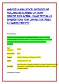 WGU D514 OBJECTIVE ASSESSMENT FINAL &sol; WGU D514 ANALYTICAL METHODS OF HEALTHCARE LEADERS OA EXAM Complete Study Guide