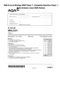 AQA A-Level Biology 2026 Paper 1 &vert; Complete Question Paper &plus;&NewLine;Mark Scheme &lpar;June 2026 Series