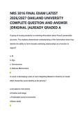 NRS 3016 FINAL EXAM LATEST &NewLine;2026&sol;2027 OAKLAND UNIVERSITY &NewLine;COMPLETE QUESTION AND ANSWER &NewLine;&vert;ORIGINAL &vert;ALREADY GRADED A