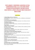 NEW JERSEY CERTIFIED ASSISTED LIVING &NewLine;ADMINISTRATOR &lpar;CALA&rpar; EXAMINATION &NewLine;COMPLETE QUESTIONS AND DETAILED &NewLine;SOLUTIONS LATEST UPDATE THIS YEAR JUST &NewLine;RELEASED