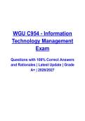 WGU C954 Information Technology Management &lpar;2026&ndash;2027&rpar; Questions and Verified Answers with Rationales &vert; Latest Objective Assessment Study Guide &vert; Grade A&plus;