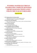 WYOMING MASTER ELECTRICIAN &NewLine;EXAMINATION COMPLETE QUESTIONS &NewLine;AND DETAILED SOLUTIONS LATEST &NewLine;UPDATE THIS YEAR JUST RELEASED 