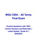 WGU C954 All Terms Final Exam Practice Questions &lpar;2026&ndash;2027&rpar; Questions and Verified Answers with Rationales &vert; Latest Objective Assessment Study Guide &vert; Grade A&plus;