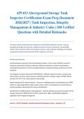 API 653 Aboveground Storage Tank Inspector Certification Exam Prep Document 2026&sol;2027 &vert; Tank Inspection&comma; Integrity Management & Industry Codes &vert; 100 Verified Questions with Detailed Rationales&NewLine;