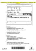 2025 Pearson Edexcel Level 1&sol;Level 2 GCSE &lpar;9&ndash;1&rpar; History BOOKLET P5&colon; Conflict in the Middle East&comma; 1945&ndash;95 Combined Question Paper & Marking Scheme