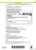 2025 Pearson Edexcel Level 1&sol;Level 2 GCSE &lpar;9&ndash;1&rpar; History BOOKLET P2&colon; British America&comma; 1713&ndash;83&colon; empire and revolution Combined Question Paper & Marking Scheme