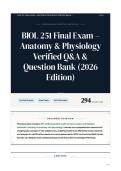 BIO 251 Final Exam Review &ndash; Anatomy & Physiology Verified Q&A & Question Bank &lpar;2026 Edition&rpar;