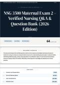 NSG 3500 Maternal Exam 2 &ndash; Verified Nursing Q&A & Question Bank &lpar;2026 Edition&rpar;