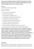 FHWA ASPHALT PAVEMENT INSPECTOR CERTIFICATION EXAM STUDY GUIDE &vert;&NewLine;TESTBANK &vert; PRACTICE QUESTIONS & ANSWERS &vert; COMPREHENSIVE PRACTICE&NewLine;EXAM &vert; ADVANCED REVIEW &vert; LATEST UPDATE 2026&sol;2027