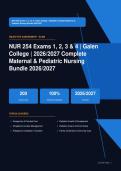 NUR 254 Maternal & Pediatric Nursing Exams 1-4 Galen Complete Bundle Actual Exam 2026&sol;2027 &ndash; Complete Exam-Style Questions with 200 Qs &vert; 100&percnt; Verified &ndash; Pass Guaranteed &ndash; A&plus; Graded&NewLine;&NewLine;