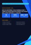 NUR 2513 Maternal Child Nursing Exam 1 Actual Exam 2026&sol;2027 &ndash; Complete Exam-Style Questions &vert; 100&percnt; Verified &ndash; Pass Guaranteed &ndash; A&plus; Graded&NewLine;&NewLine;