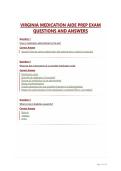 VIRGINIA MEDICATION AIDE PREP EXAM&NewLine;QUESTIONS AND ANSWERS