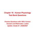 Human Physiology Chapter 16 Study Guide with Practice Questions and Verified Answers &lpar;2026&ndash;2027&rpar; &vert; Latest Physiology Exam Prep &vert; Grade A&plus;