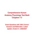 Comprehensive Human Anatomy & Physiology Test Bank &lpar;Chapters 1&ndash;3&rpar; Questions and Verified Answers with Rationales &lpar;2026&ndash;2027&rpar; &vert; Latest A&P Study Guide &vert; Grade A&plus;