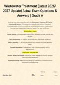 Wastewater Treatment &lpar;Latest 2026&sol; 2027 Update&rpar; Actual Exam Questions & Answers &vert; Grade A&NewLine; &NewLine;
