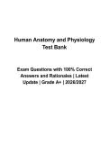 Human Anatomy and Physiology Test Bank &lpar;2026&ndash;2027&rpar; Questions and Verified Answers with Rationales &vert; Latest A&P Study Guide &vert; Grade A&plus;