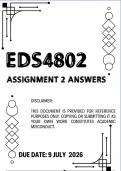 EDS4802 Assignment 2 &lpar;2026&rpar; COMPLETE ANSWERS &vert; Distinction Level Solutions &vert; Due Date 9 July 2026