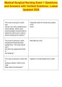 Medical-Surgical Nursing Exam 1 Questions&NewLine;and Answers with Verified Solutions &vert; Latest&NewLine;Updated 2026&NewLine;