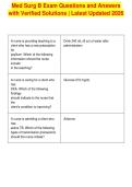 Med Surg B Exam Questions and Answers&NewLine;with Verified Solutions &vert; Latest Updated 2026