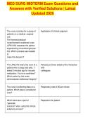 MED SURG MIDTERM Exam Questions and&NewLine;Answers with Verified Solutions &vert; Latest&NewLine;Updated 2026