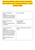 Med Surg Midterm Review Exam Questions&NewLine;and Answers with Verified Solutions &vert; Latest&NewLine;Updated 2026&NewLine;