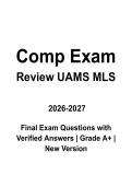 Comp Exam Review UAMS MLS &vert; Questions & Verified Answers &vert; Comprehensive Study Guide &vert; Medical Laboratory Science Exam Review PDF