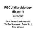 FGCU Microbiology Exam 1 &vert; Questions & Verified Answers &vert; Comprehensive Study Guide &vert; Microbiology Exam 1 Review PDF